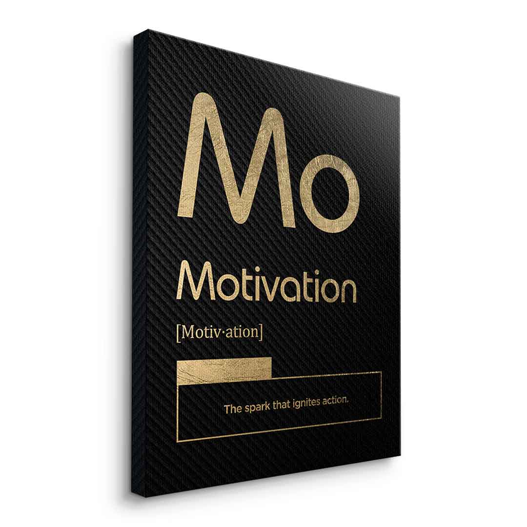 DOTCOMCANVAS® Motivation (Mo) Leinwandbild Version Schwarz – Seitenansicht Ohne Rahmen
