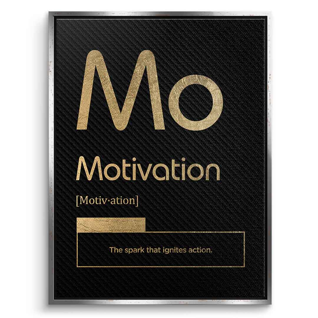 DOTCOMCANVAS® Motivation (Mo) Leinwandbild Version Schwarz – Vorderansicht Schwarzer Rahmen