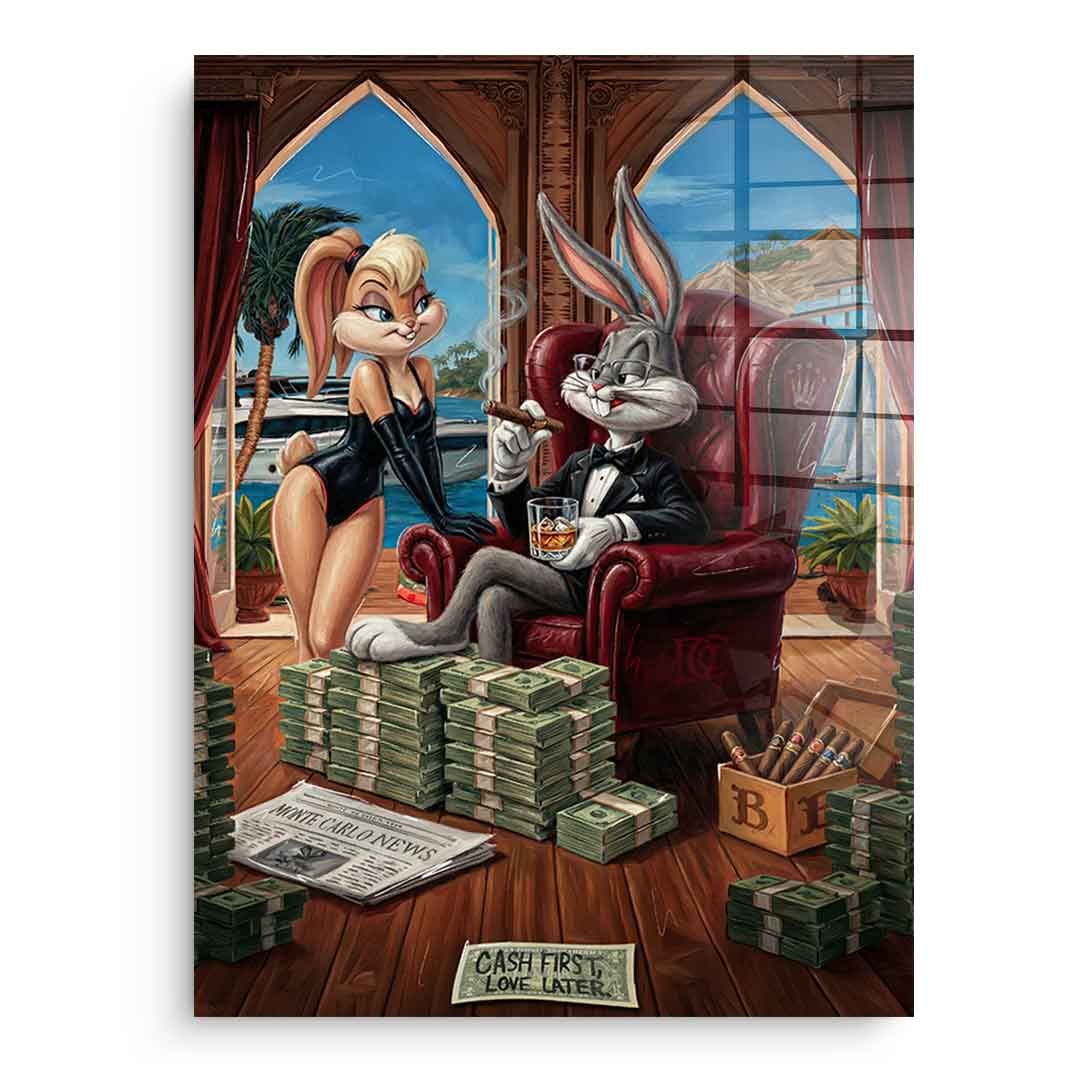 DOTCOMCANVAS® Bunny in Monaco Acrylglasbild – Vorderansicht ohne Rahmen