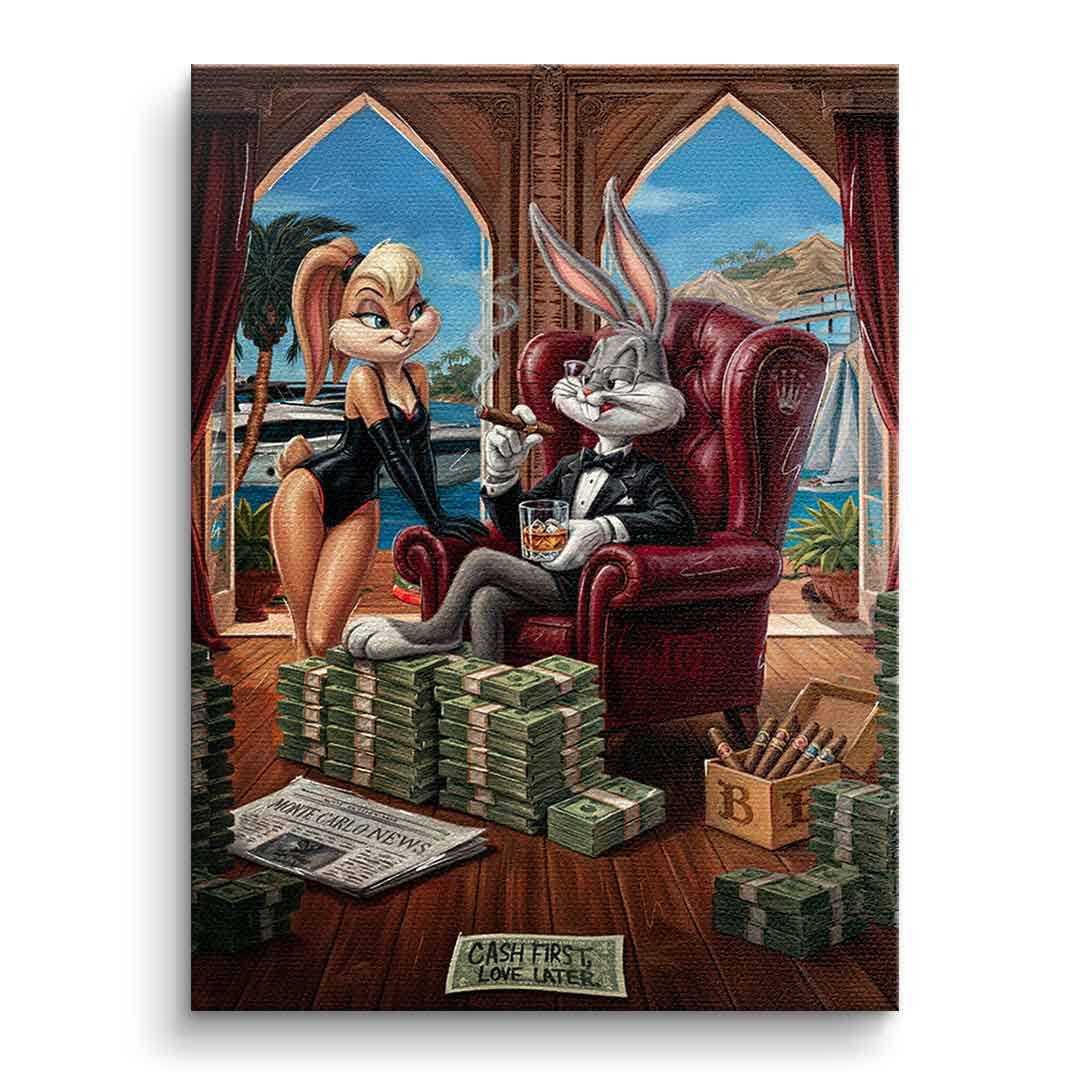 DOTCOMCANVAS® Bunny in Monaco Leinwandbild – Vorderansicht ohne Rahmen
