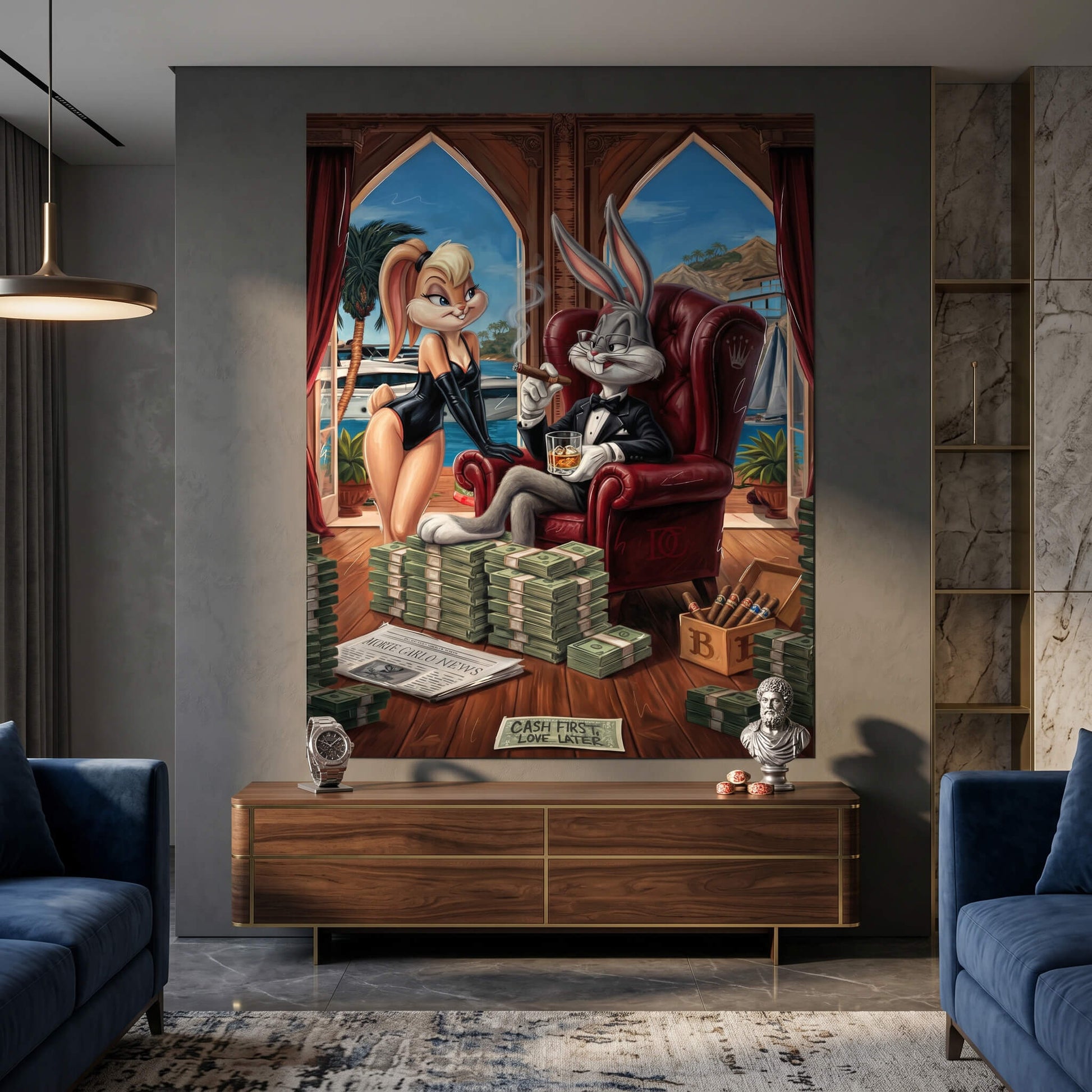 DOTCOMCANVAS® Bunny in Monaco Poster – im Raum