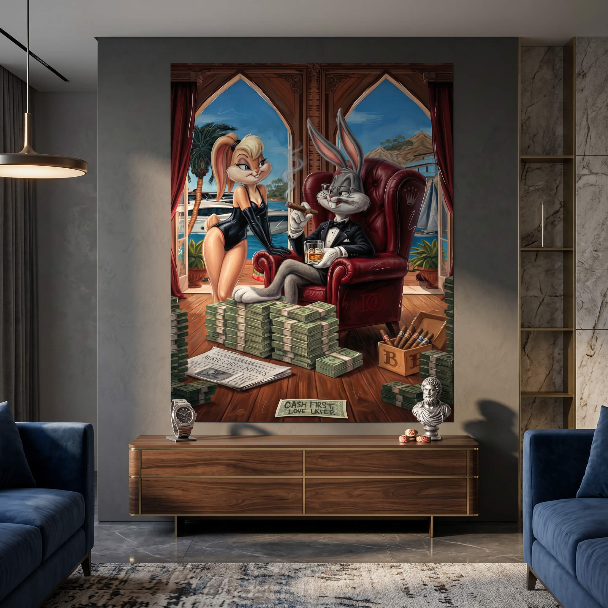 DOTCOMCANVAS® Bunny in Monaco Poster – im Raum