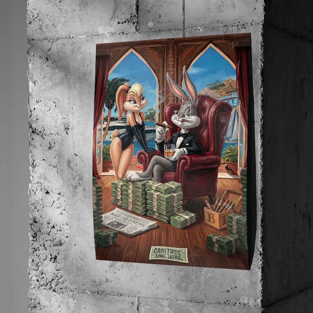 DOTCOMCANVAS® Bunny in Monaco Poster – an Betonwand