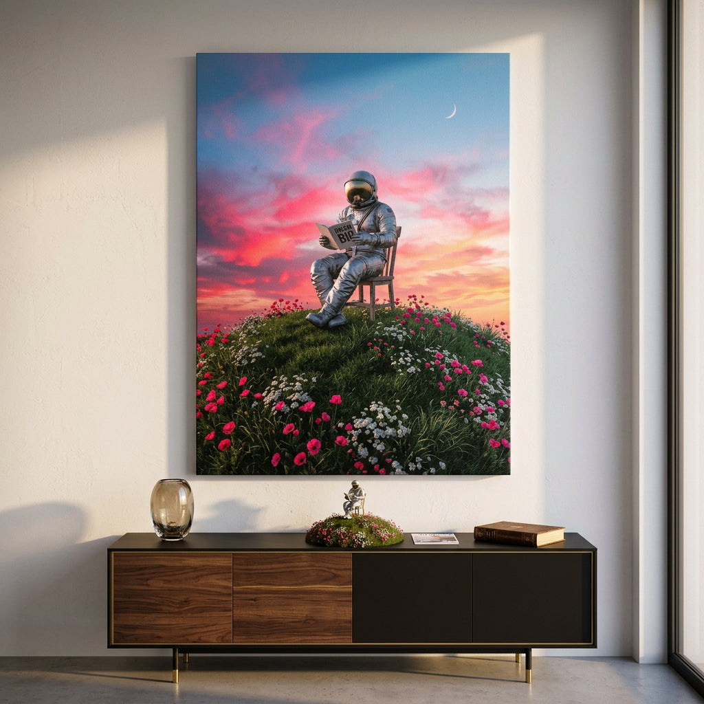DOTCOMCANVAS® Astronaut's Big Dreams Leinwandbild – Raum-Mockup