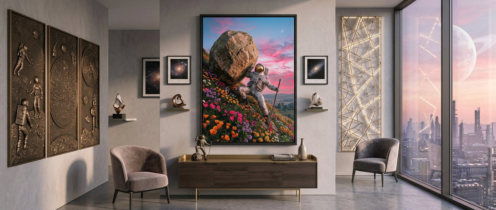 DOTCOMCANVAS® Astronaut's Heavy Burden Leinwandbild – Banner