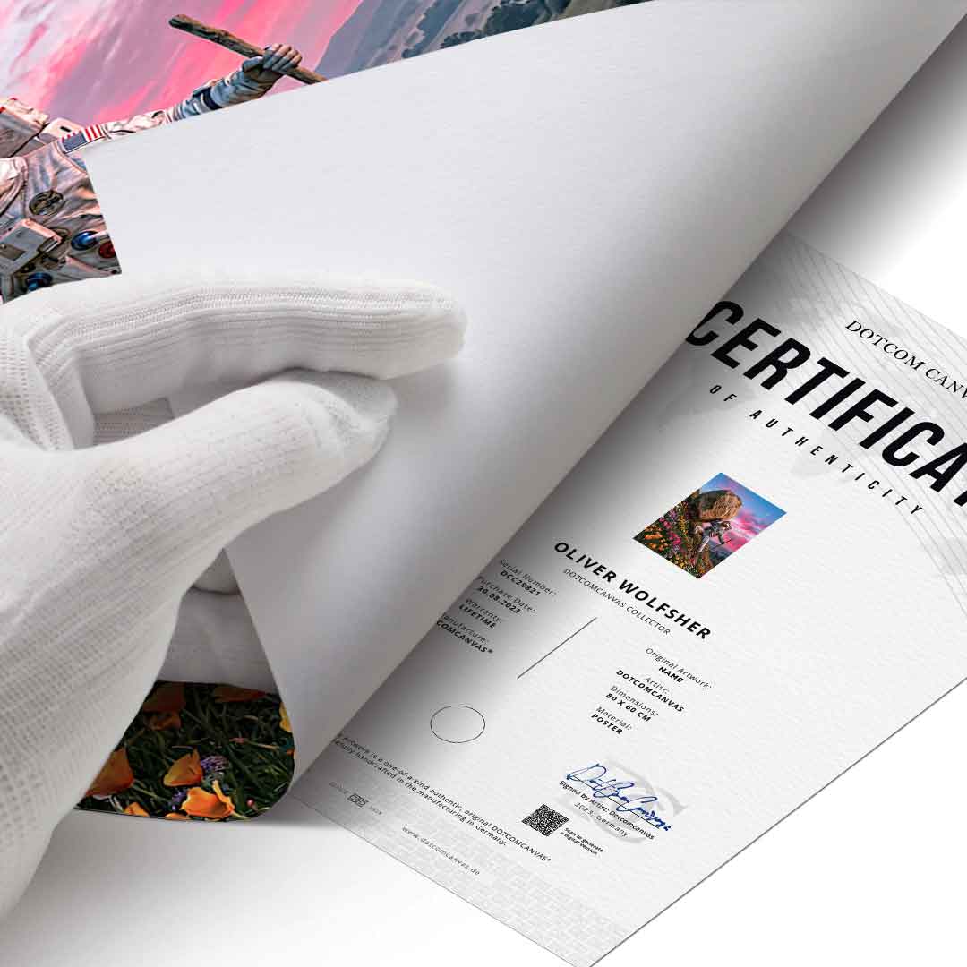 DOTCOMCANVAS® Astronaut's Heavy Burden Poster – Echtheitszertifikat