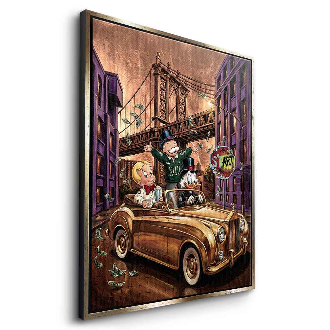 DOTCOMCANVAS New York Vibe Leinwandbild Seitenansicht Gold Rahmen