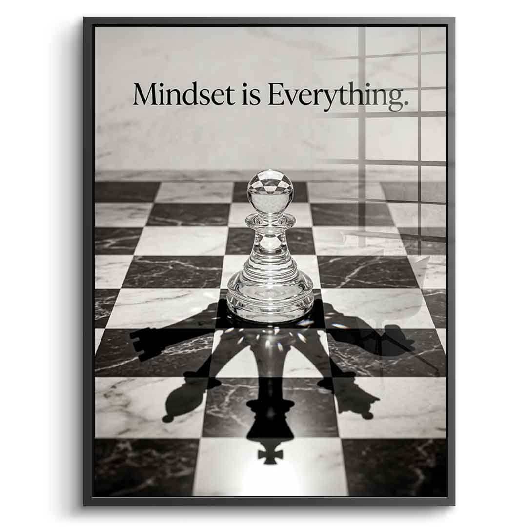 DOTCOMCANVAS Mindset is Everything Acrylglasbild Frontansicht Schwarz Rahmen