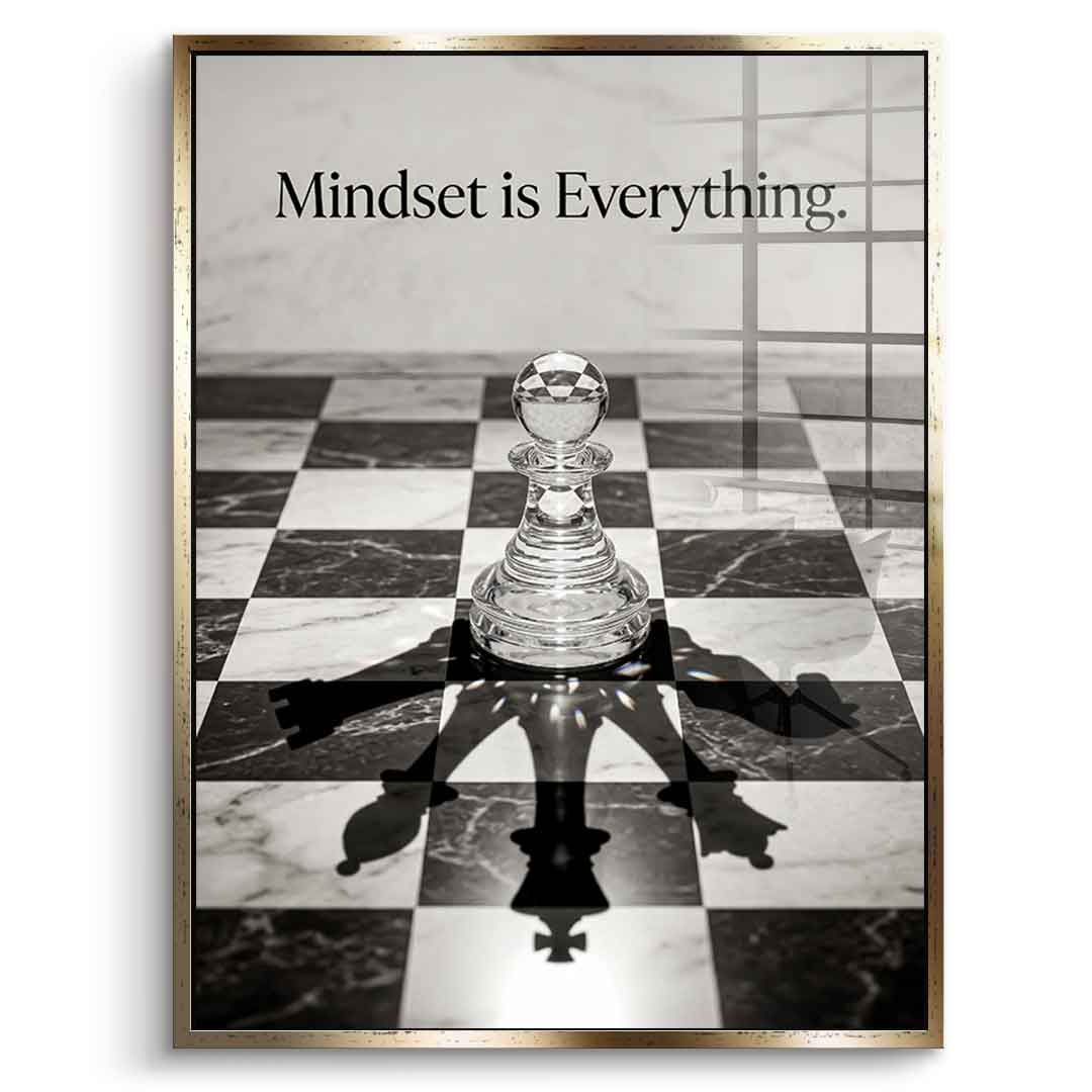 DOTCOMCANVAS Mindset is Everything Acrylglasbild Frontansicht Gold Rahmen