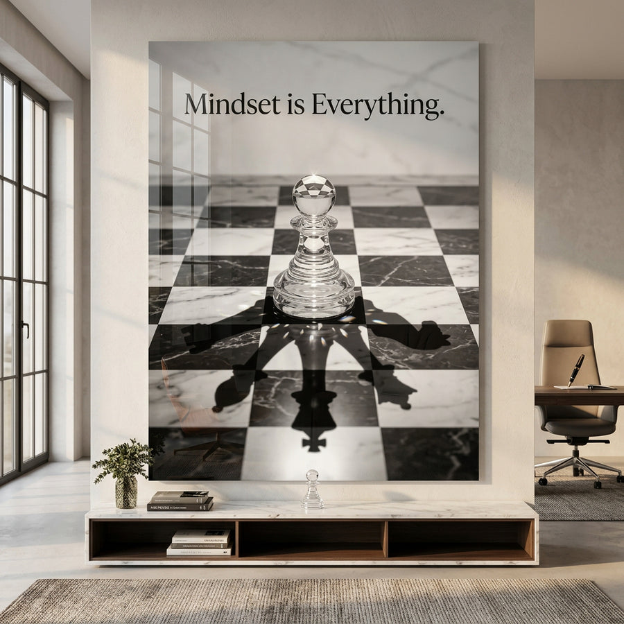 DOTCOMCANVAS Mindset is Everything Acrylglasbild Raum-Mockup Wohnzimmer