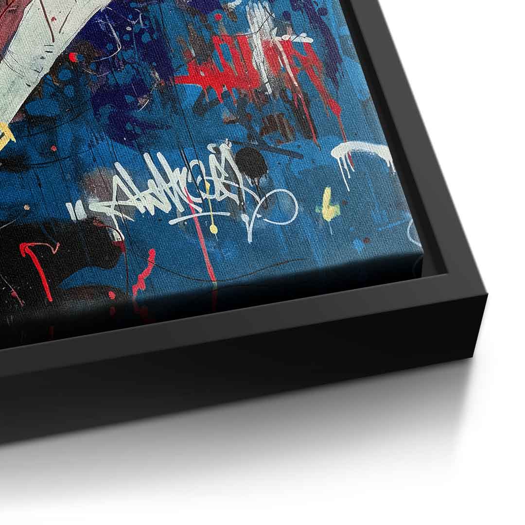 DOTCOMCANVAS Merlin Graffiti Leinwandbild Detail Schwarz Rahmen