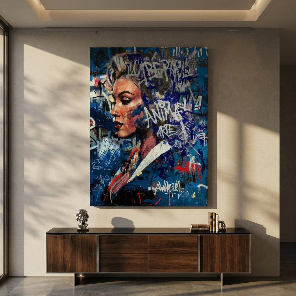 DOTCOMCANVAS Merlin Graffiti Leinwandbild Raum Mockup