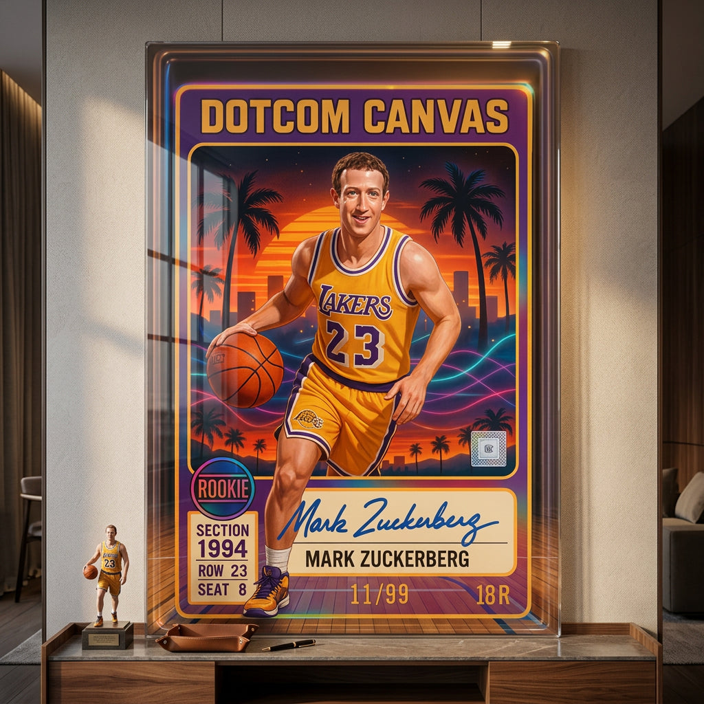 DOTCOMCANVAS Mark Zuckerberg Basketball Card Acrylglasbild Raum Mockup