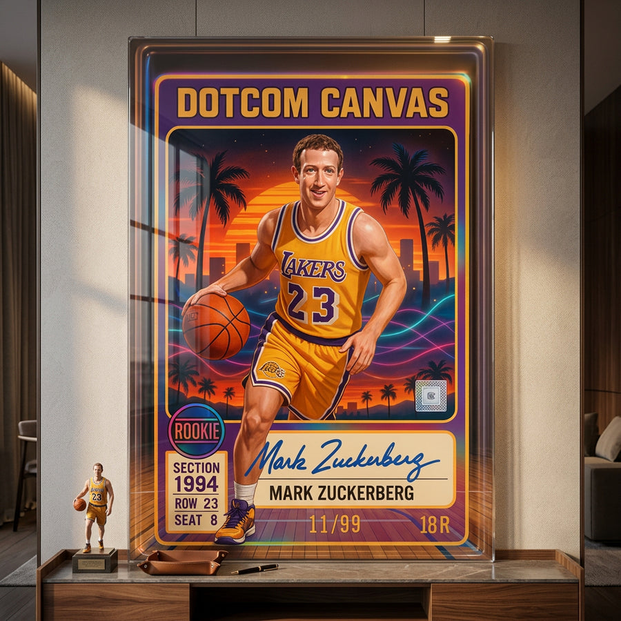 DOTCOMCANVAS Mark Zuckerberg Basketball Card Acrylglasbild Raum Mockup