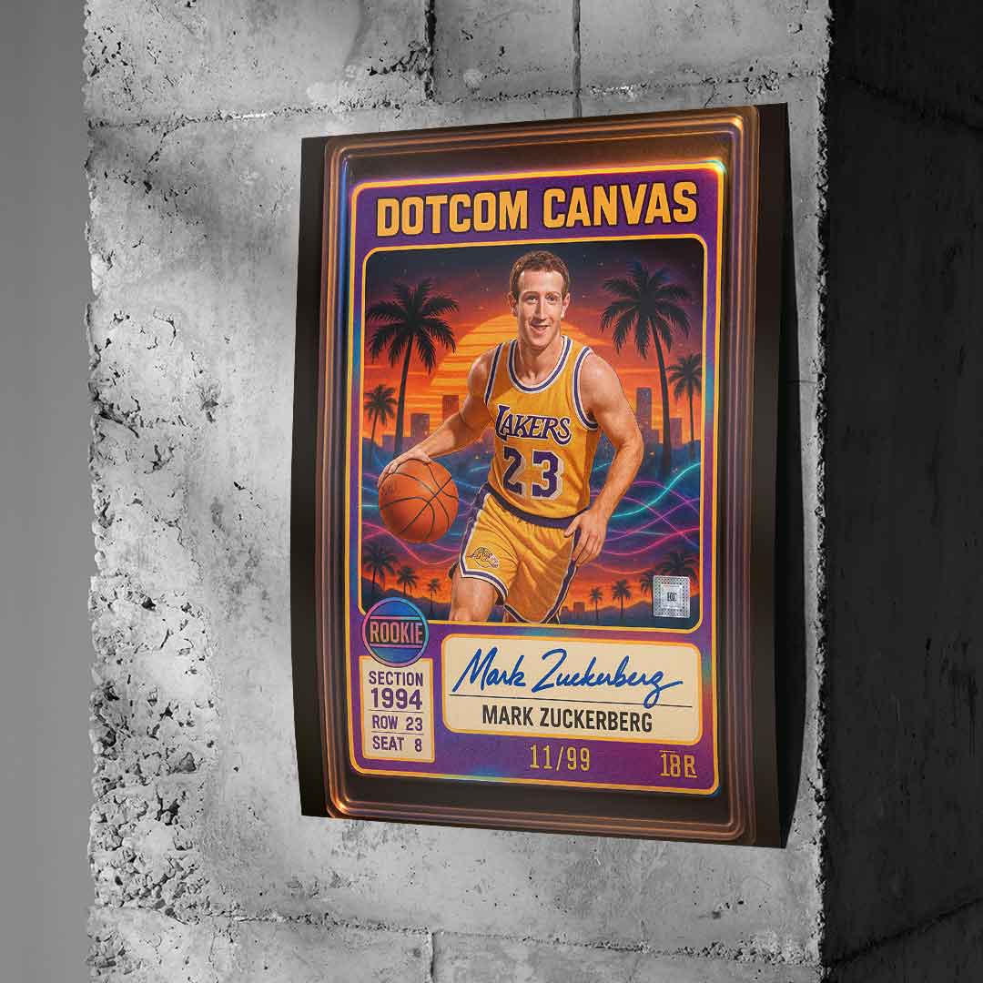 DOTCOMCANVAS Mark Zuckerberg Basketball Card Poster Betonwand Mockup