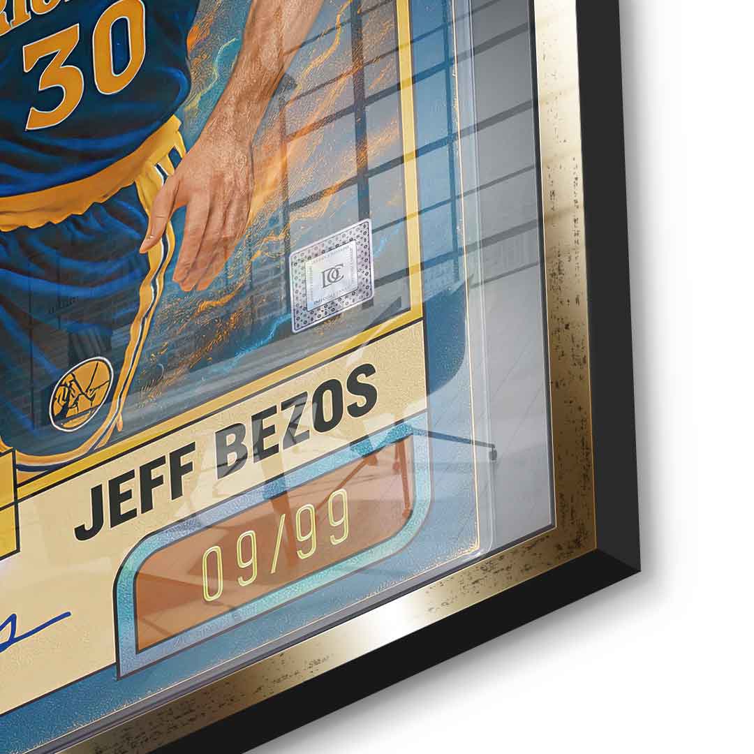 DOTCOMCANVAS® Jeff Bezos Basketball Card Acrylglasbild Goldener Rahmen Detail