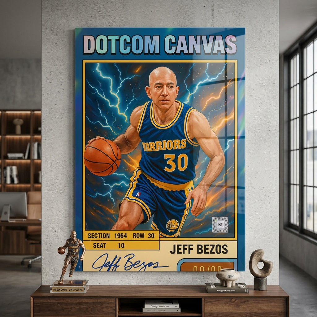DOTCOMCANVAS® Jeff Bezos Basketball Card Acrylglasbild im Wohnraum