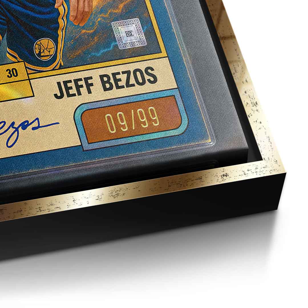 DOTCOMCANVAS® Jeff Bezos Basketball Card Leinwandbild Goldener Rahmen Detail