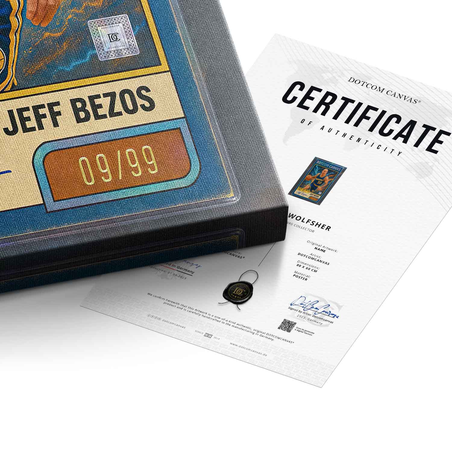DOTCOMCANVAS® Jeff Bezos Basketball Card Leinwandbild Echtheitszertifikat