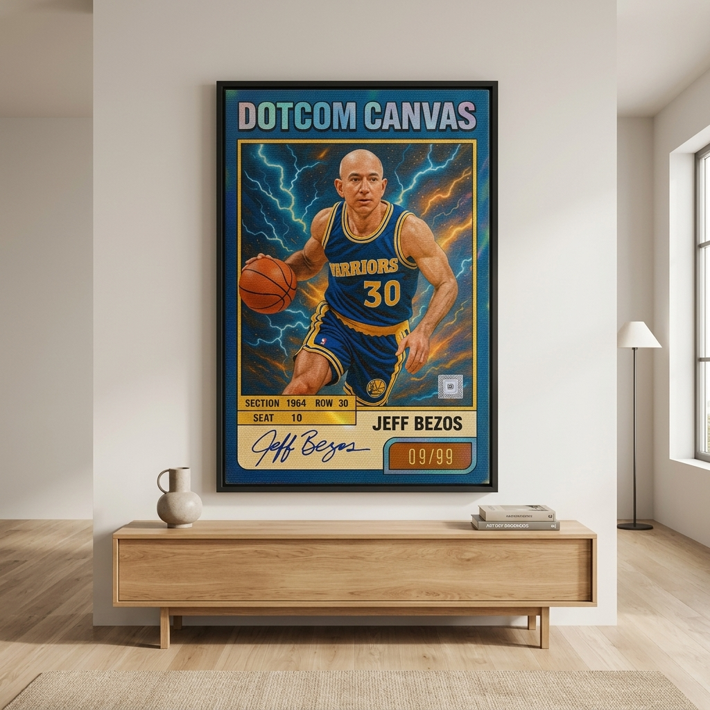 Jeff Bezos Basketball Card Leinwand Raum-Mockup
