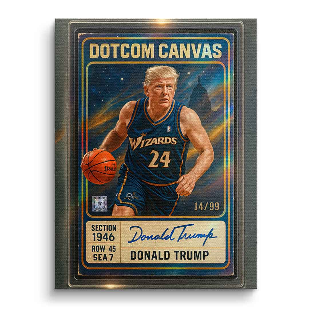 DOTCOMCANVAS Donald Trump Basketball Card Leinwandbild - Ohne Rahmen Front