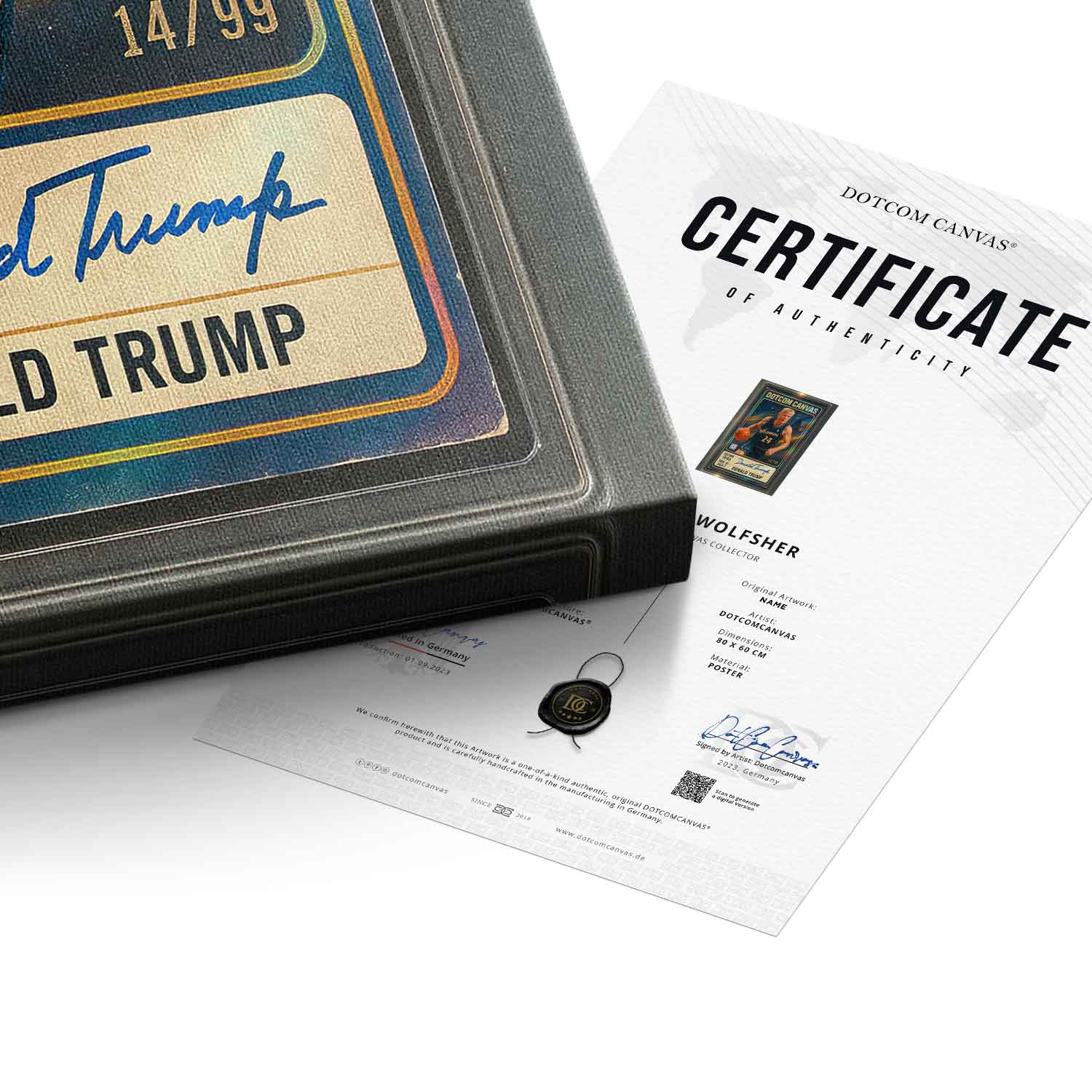 DOTCOMCANVAS Donald Trump Basketball Card Leinwandbild - Echtheitszertifikat