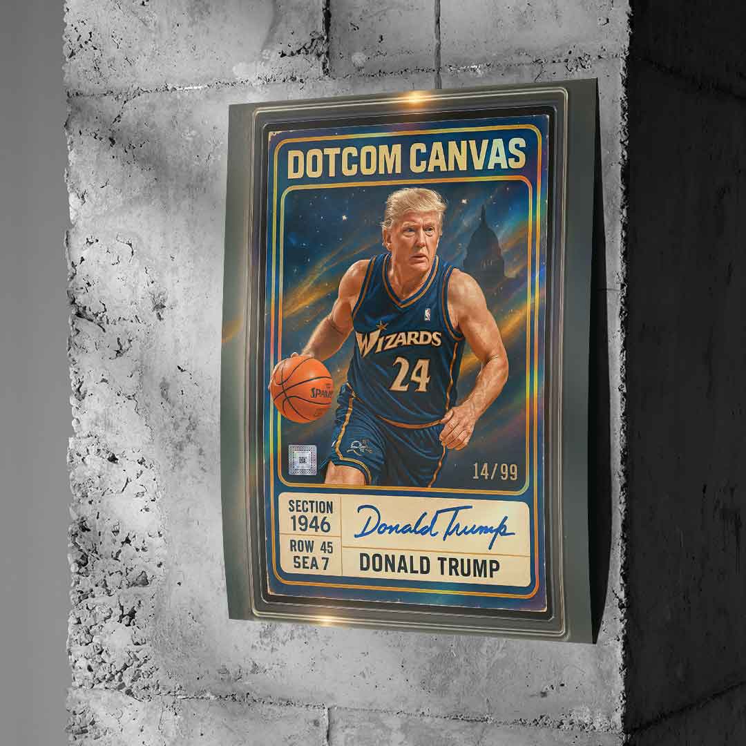 DOTCOMCANVAS Donald Trump Basketball Card Poster - Beton Wall Mockup
