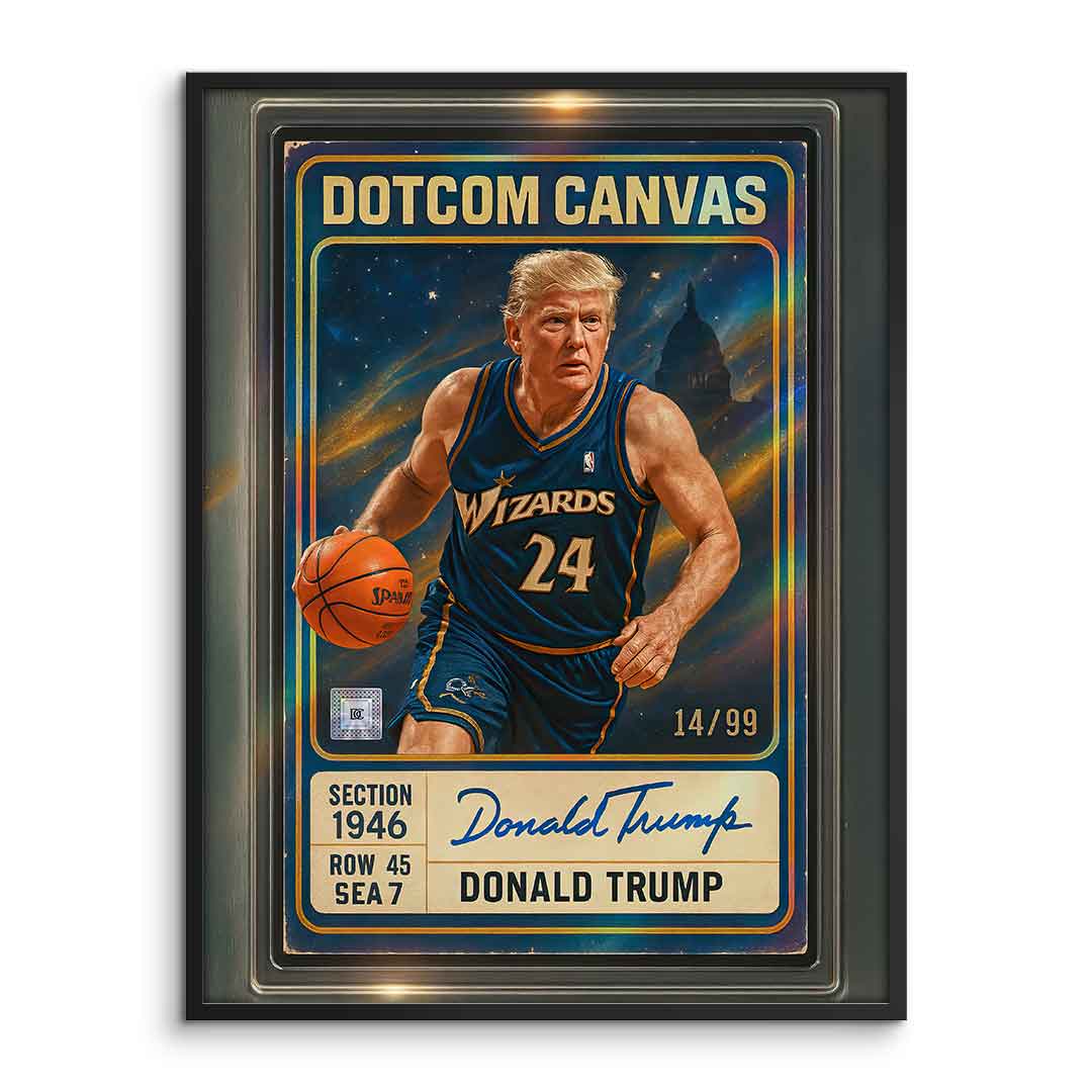 DOTCOMCANVAS Donald Trump Basketball Card Poster - Rahmen Front