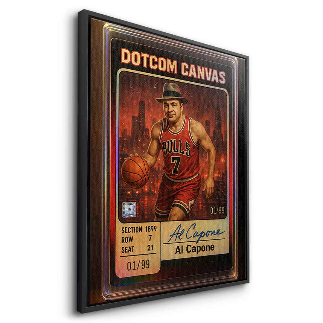 DOTCOMCANVAS Al Capone Basketball Card Leinwandbild Seitenansicht Schwarzer Rahmen