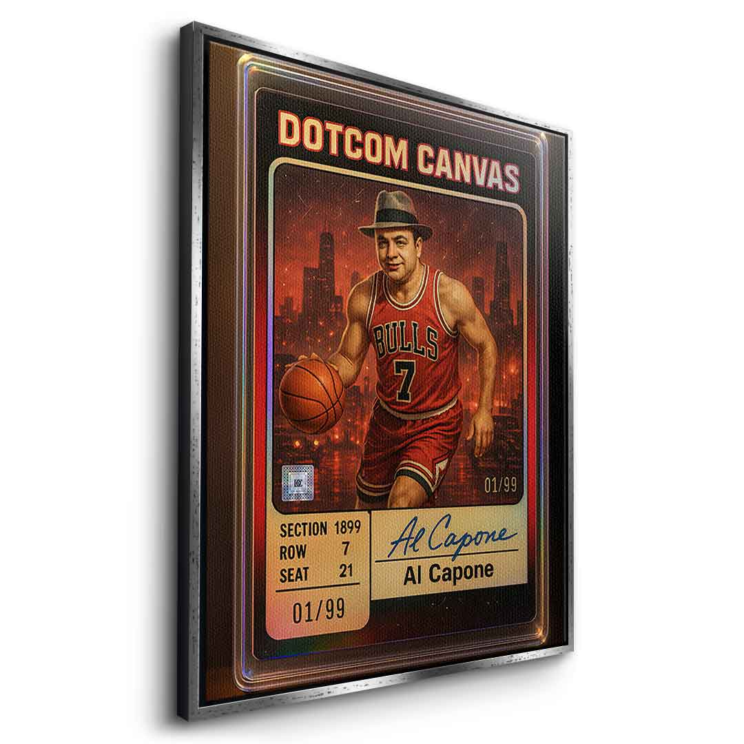 DOTCOMCANVAS Al Capone Basketball Card Leinwandbild Seitenansicht Weißer Rahmen