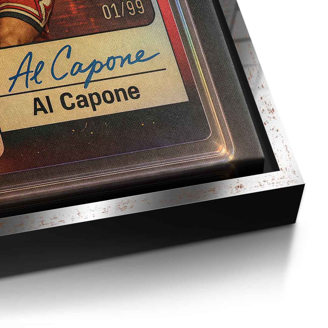 DOTCOMCANVAS Al Capone Basketball Card Leinwandbild Detail Silber