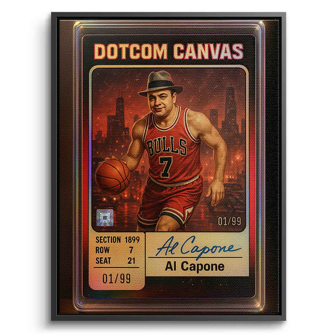 DOTCOMCANVAS Al Capone Basketball Card Leinwandbild Front Schwarzer Rahmen