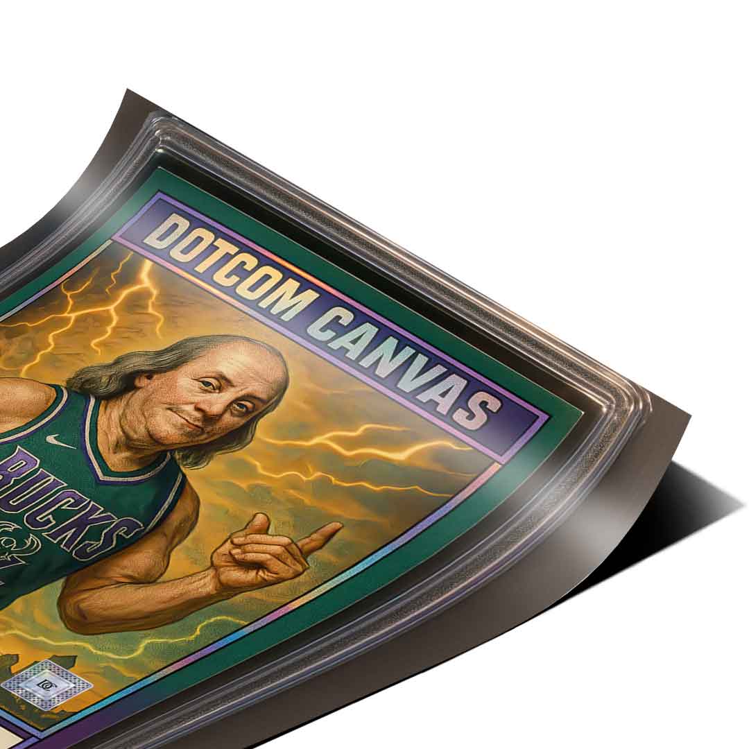 DOTCOMCANVAS® Benjamin Franklin Basketball Card Poster Eck-Detailansicht 2