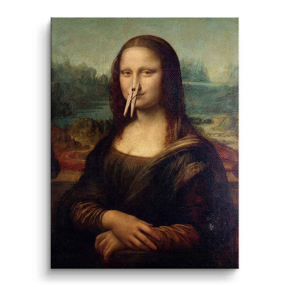 DOTCOMCANVAS Mona Lisa 2 for Toilett Leinwandbild – Humor Klassik WC Wandbild