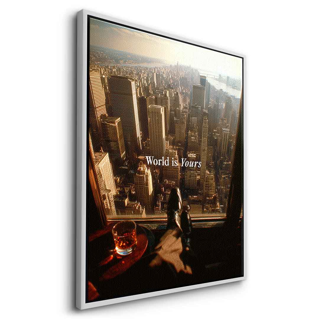 DOTCOMCANVAS World is Yours Leinwandbild Silber Rahmen Seitenansicht