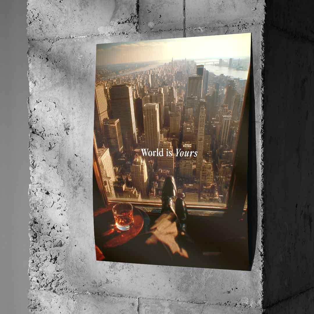DOTCOMCANVAS World is Yours Poster Beton Wand Mockup
