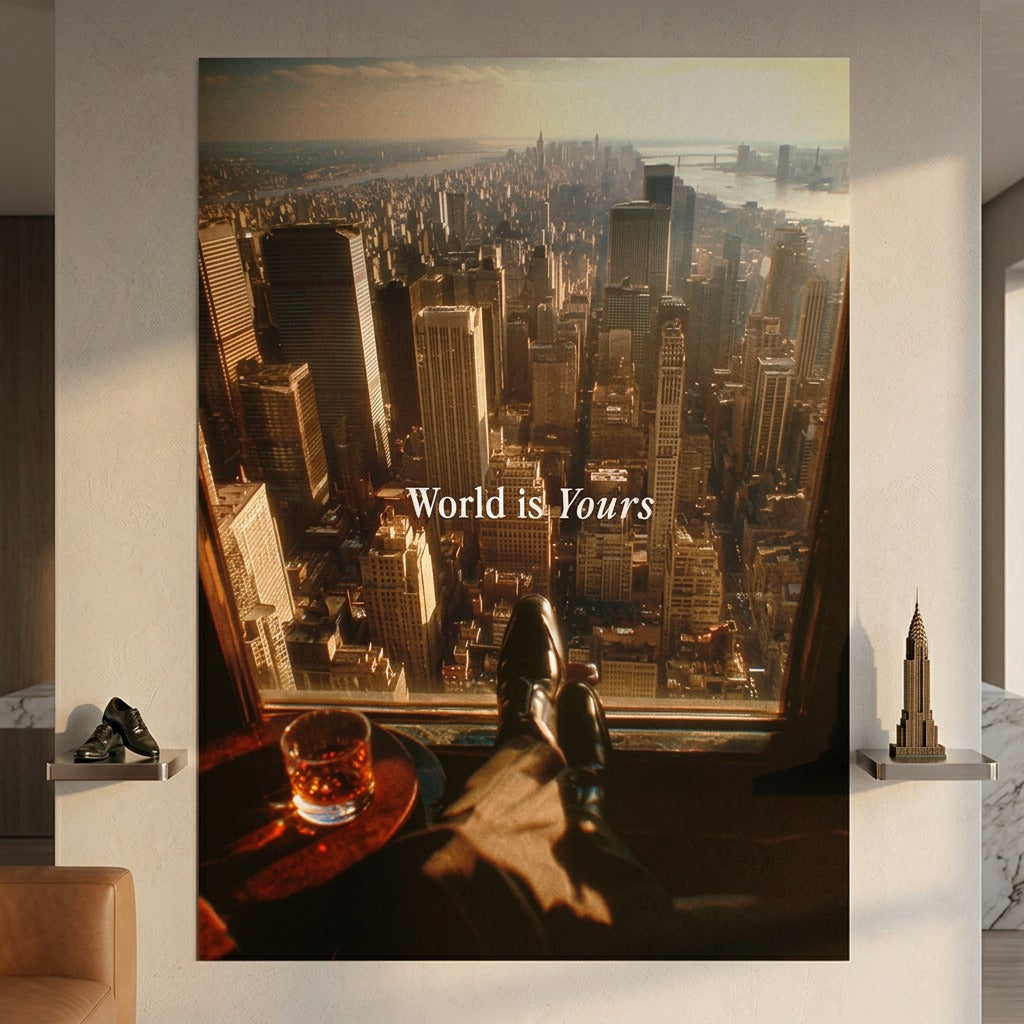 DOTCOMCANVAS World is Yours Poster Raum Mockup Wohnzimmer