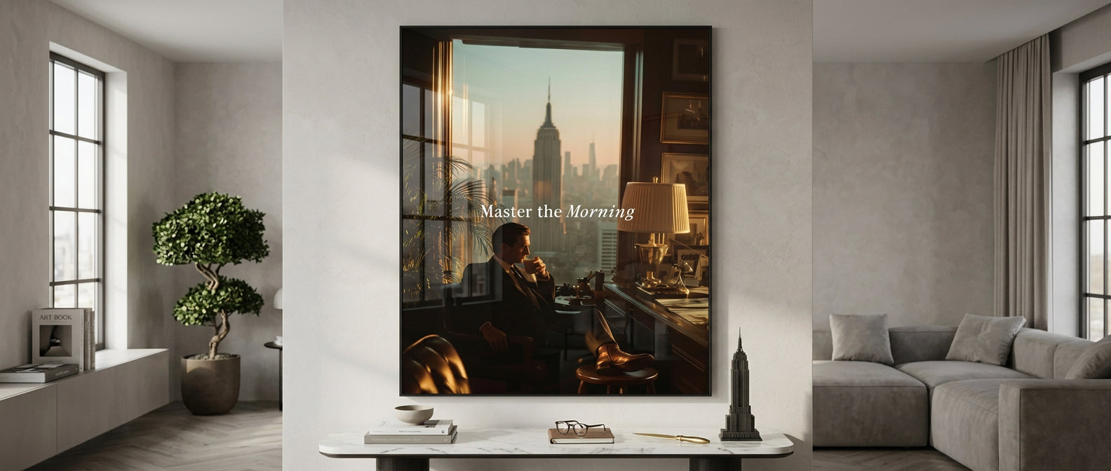 DOTCOMCANVAS Master the Morning Acrylglasbild Banner