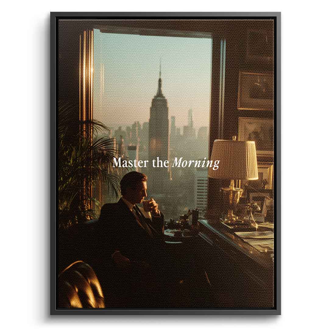 DOTCOMCANVAS Master the Morning Leinwandbild Schwarz Rahmen Front