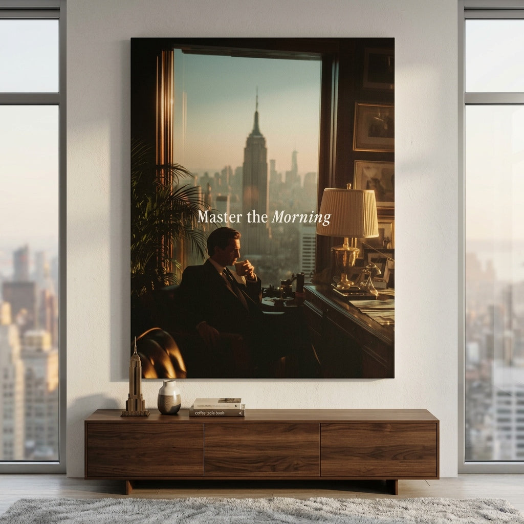 DOTCOMCANVAS Master the Morning Leinwandbild Raum Mockup Wohnzimmer
