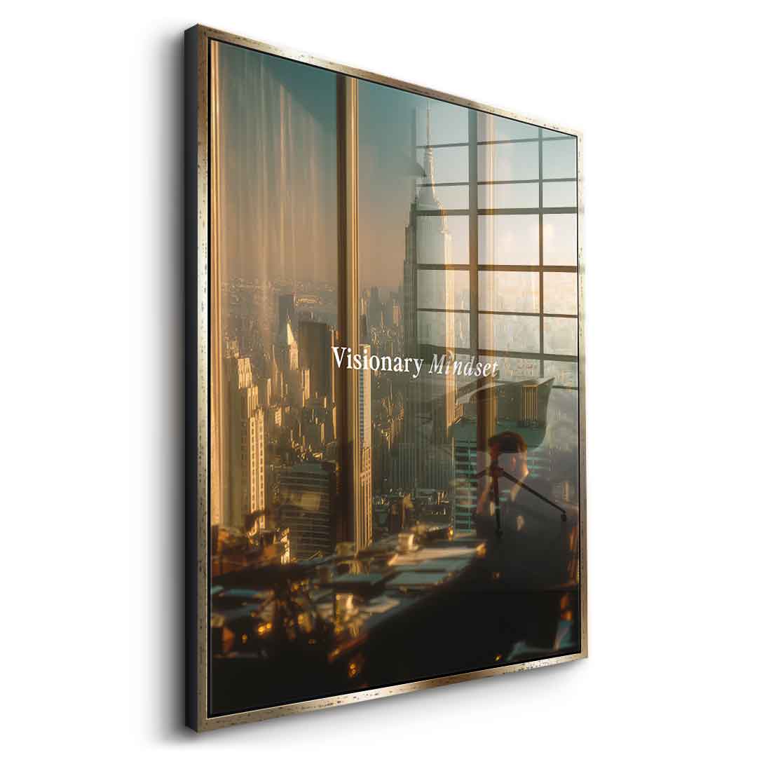 DOTCOMCANVAS® Visionary Mindset Acrylglas – Detailansicht Rahmen