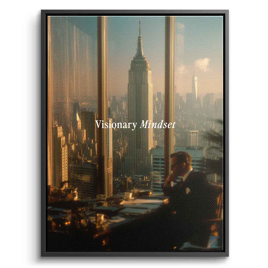 DOTCOMCANVAS® Visionary Mindset Leinwandbild – Vorderansicht Schwarzer Rahmen