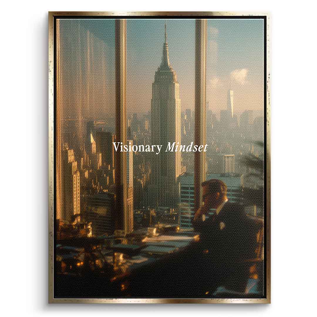 DOTCOMCANVAS® Visionary Mindset Leinwandbild – Vorderansicht Goldener Rahmen