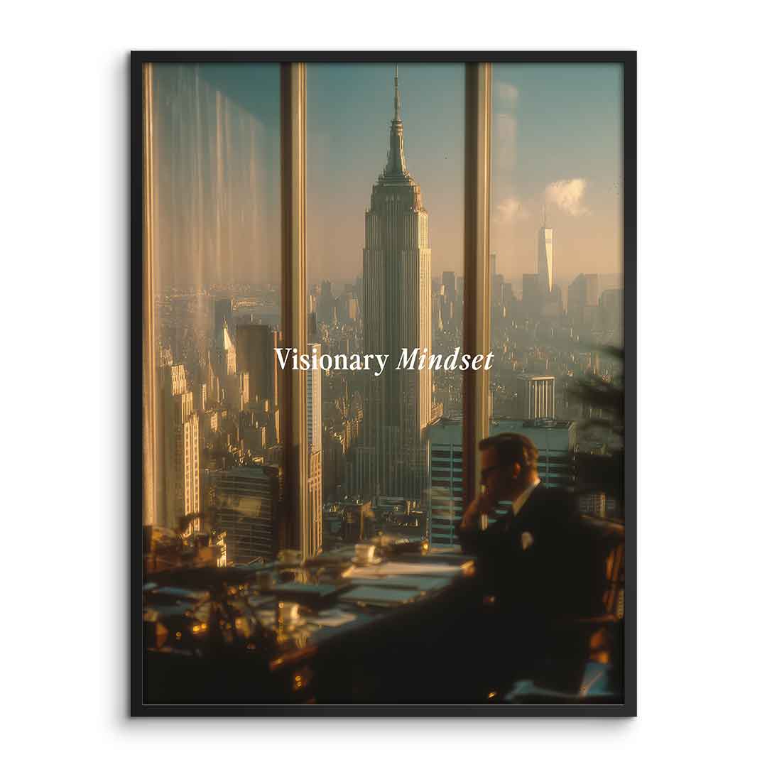 DOTCOMCANVAS® Visionary Mindset Poster – Vorderansicht im Rahmen
