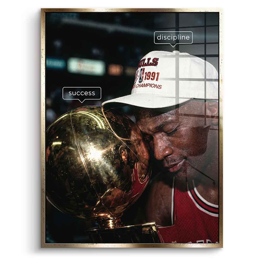 DOTCOMCANVAS® Success & Discipline Acrylglasbild – Vorderansicht goldener Rahmen
