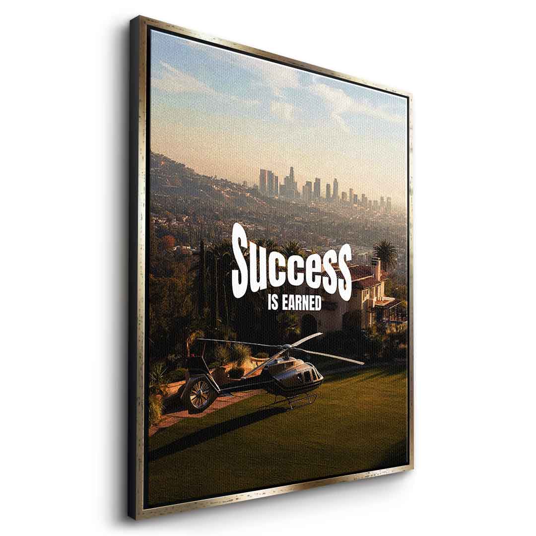 DOTCOMCANVAS Success is Earned Leinwandbild Rückseite Verarbeitung