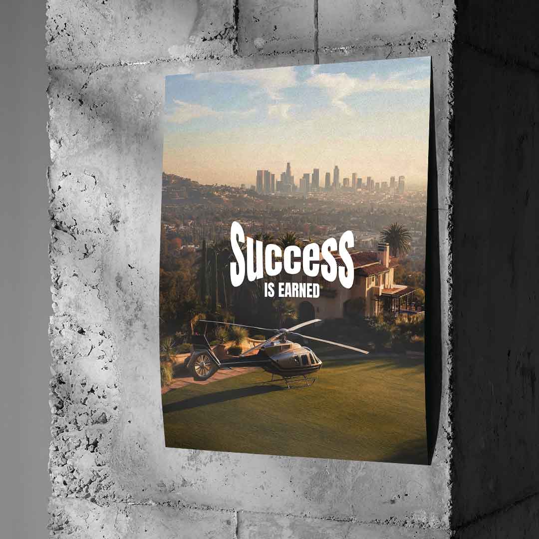 DOTCOMCANVAS Success is Earned Poster vor Betonwand Hochformat Mockup