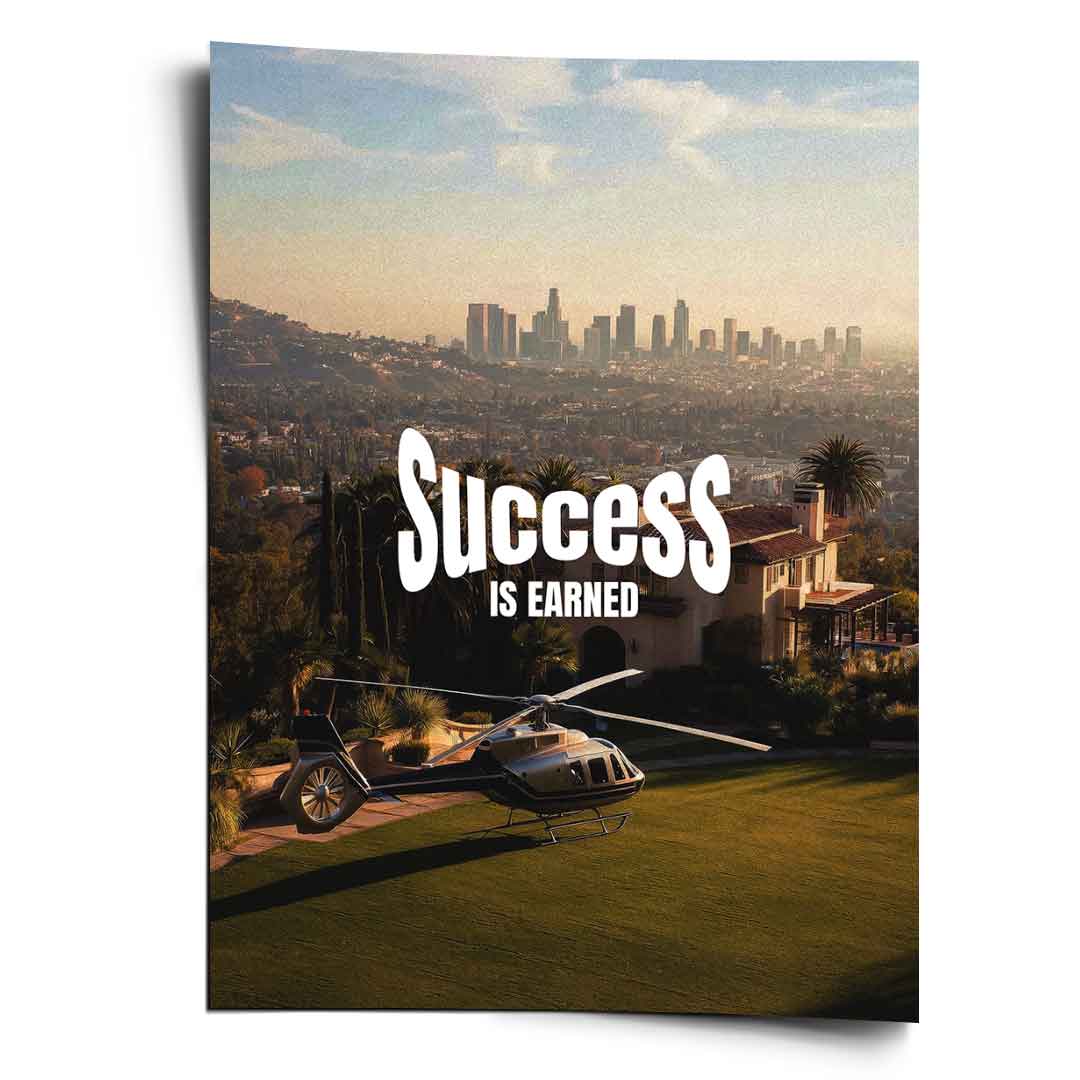 DOTCOMCANVAS Success is Earned Poster Premium Wandbild Motivation Typografie Hochformat