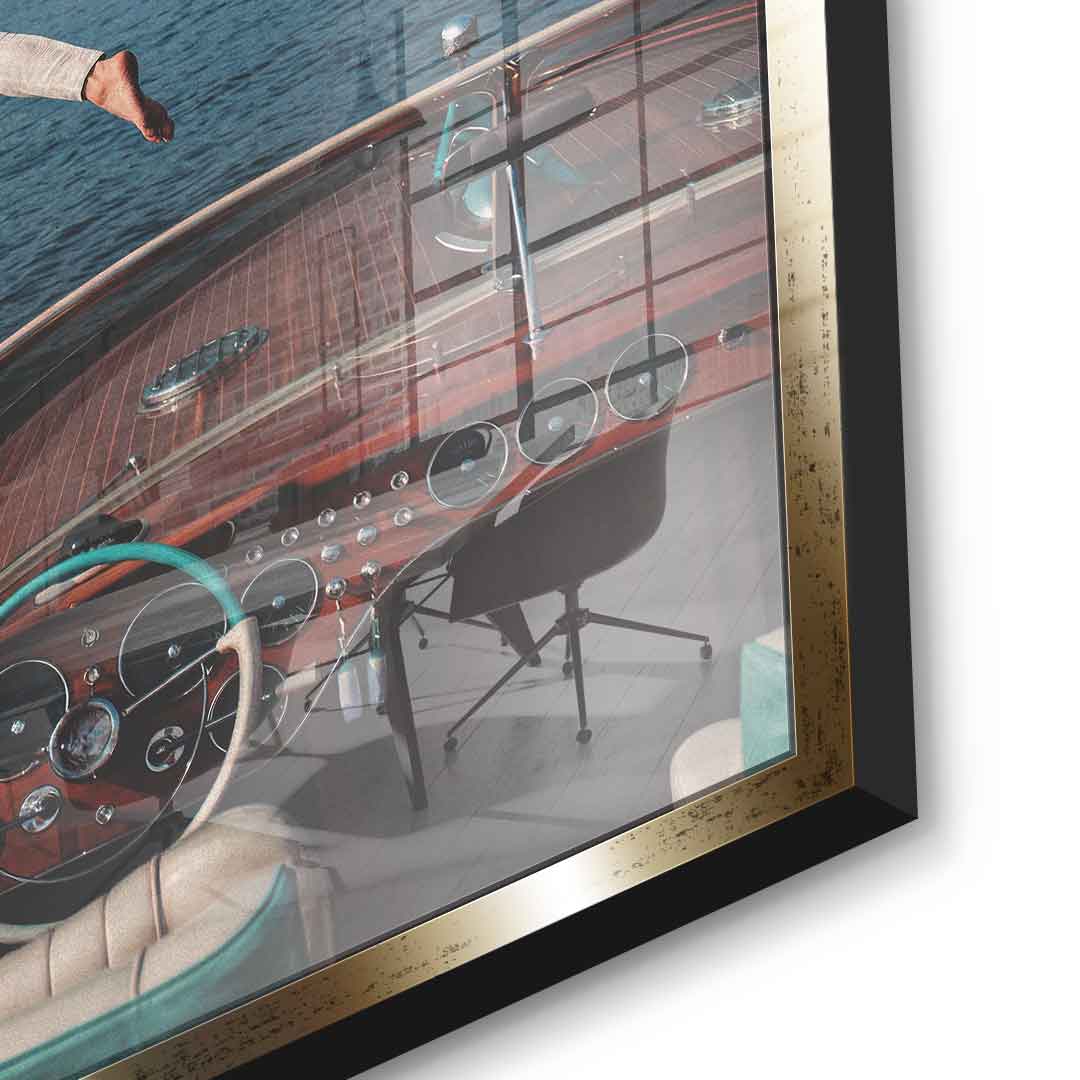 DOTCOMCANVAS Life Rewards Risk Acrylglasbild Detail goldener Rahmen