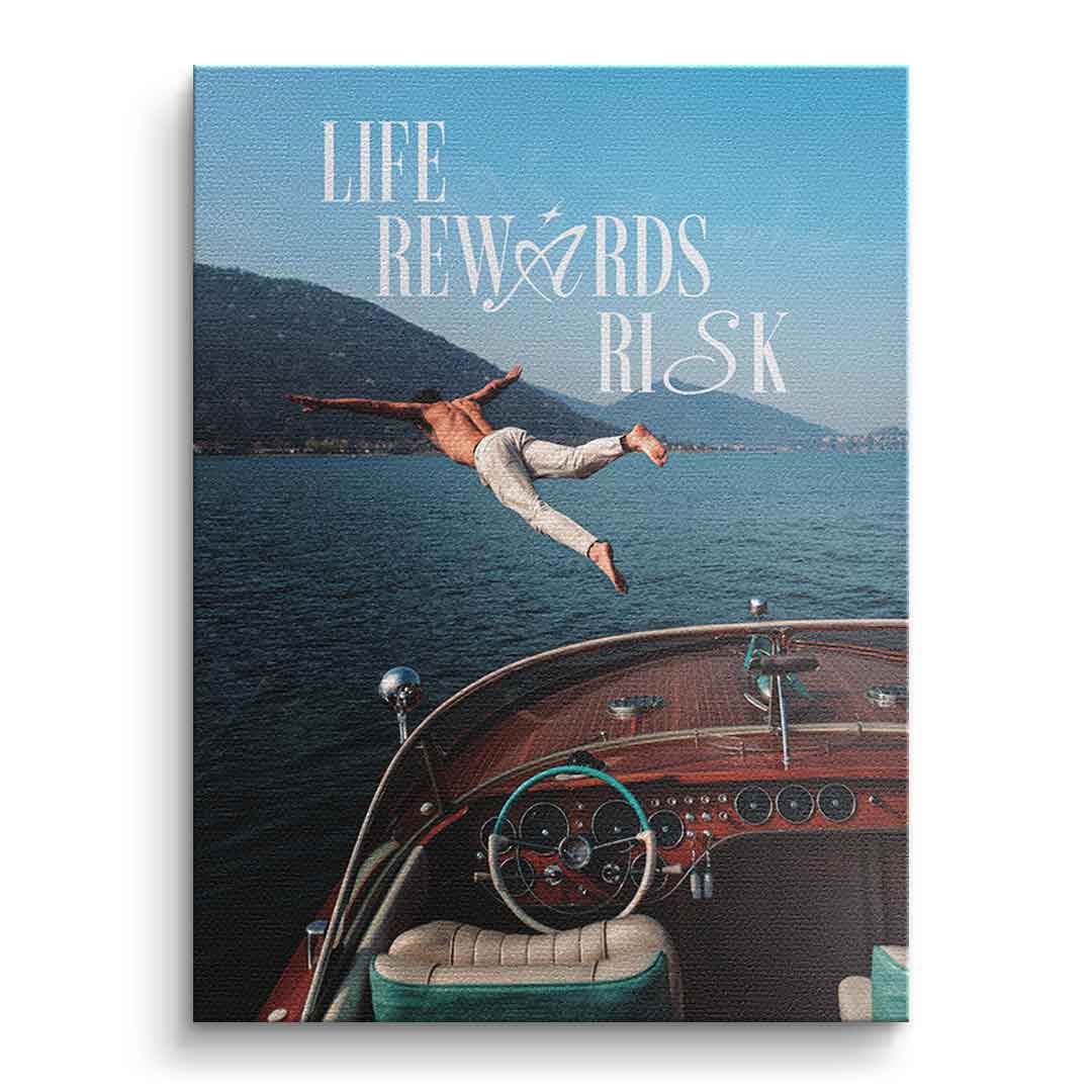 DOTCOMCANVAS Life Rewards Risk Leinwandbild Vorderansicht ohne Rahmen